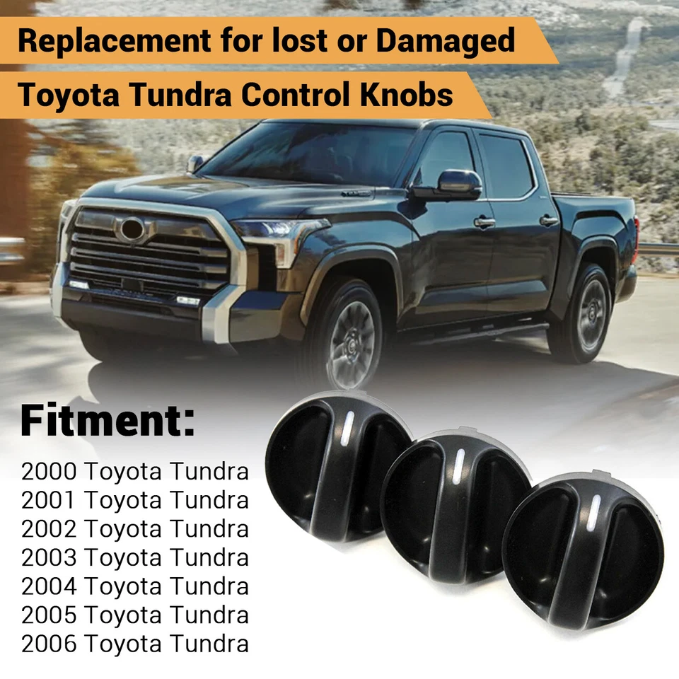Juego de 3 perillas de control diales calentador aire acondicionado ajuste para camioneta Toyota Tundra 2000-06 Foto 3 de 4
