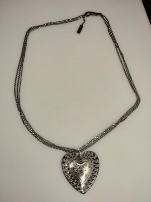 Laundry by Shelli Seagull, 3 layer sterling silver chain necklace heart pendant
