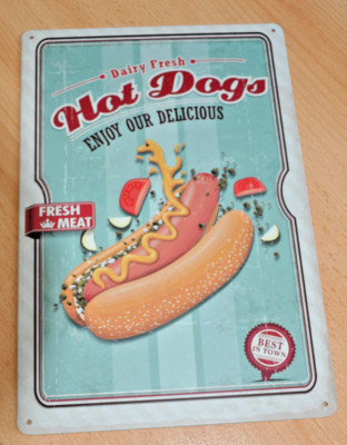 Blechschild  Hot Dogs ENJOY OUR DELICIOUS   ca. 20 x 30 cm  Dekor