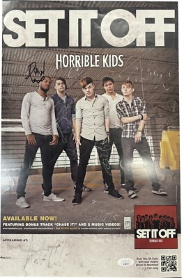 その他 Group Step Fall05 CD&DVD Set It Off JSA Band Signed Horrible Kids Album Music Poster Carson