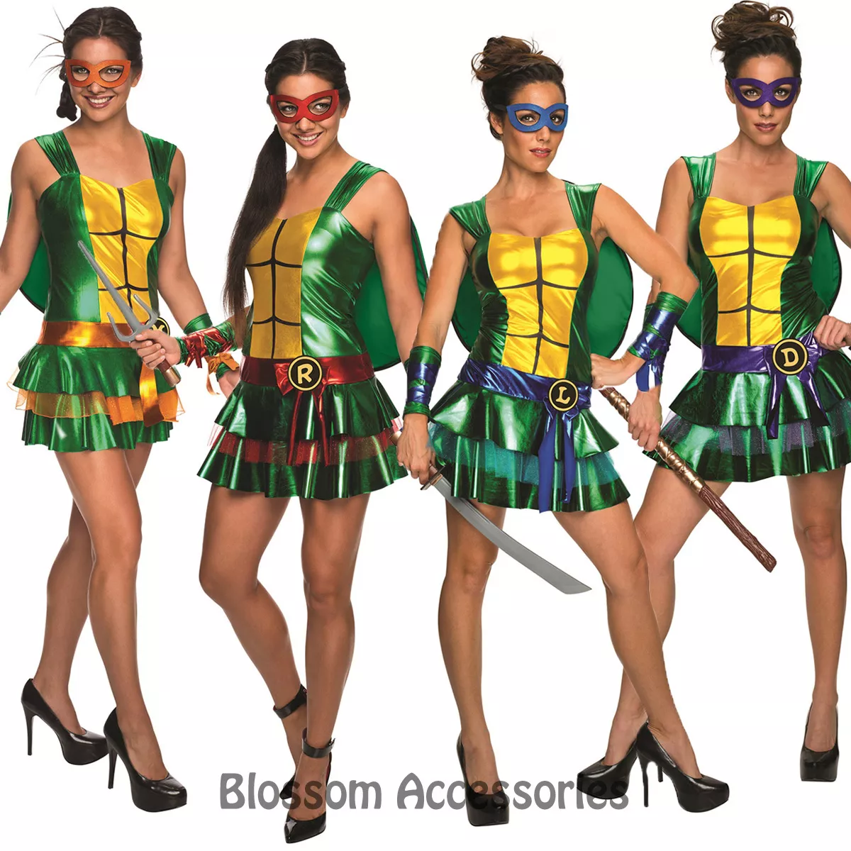 Adult Ladies TMNT Teenage Mutant Ninja Turtles Fancy Dress Superhero  Costume New