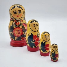 Vintage Russian Nesting Dolls Hand Painted set of 4 Preowned.