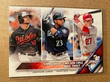 MIKE TROUT  2016 Topps #26 Home Run Leaders w/ NELSON CRUZ CHRIS DAVIS ANGELS