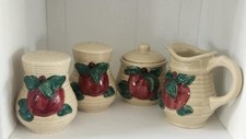 3D Four Piece Salt, Pepper, Creamer & Sugar Set Apple, Cracker Barrel
