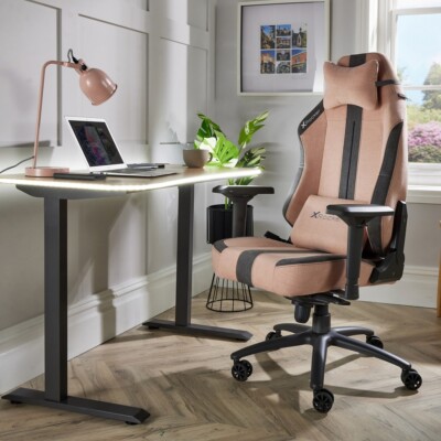 X ROCKER Onyx Office PC Gaming Chair Adjustable Ergonomic FABRIC PINK  CLEARANCE UK
