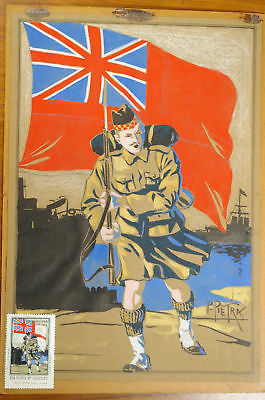 3 WATERCOLORS PROJECTS FOR STAMPS - WWI MILITARIA ITALY FRANCE BRITAIN - Picture 5 of 12