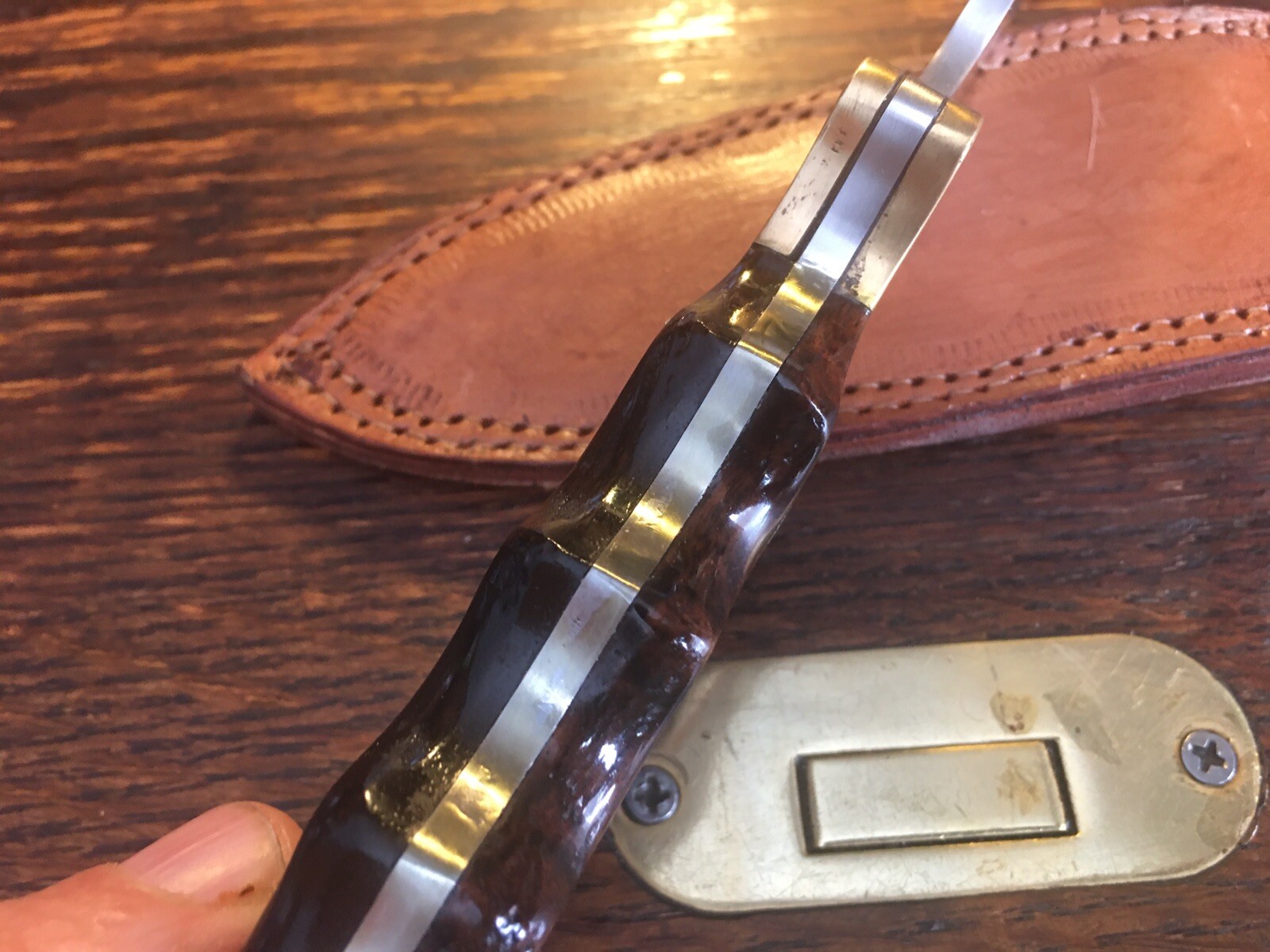 Vintage Markwell Arms Company Fixed Blade Drop Point Knife, Wood Handle