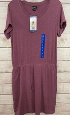 NWT 32 Degrees Cool Women's Dress Scarlet Oak Short Slv Gathered Waist Lined Lg