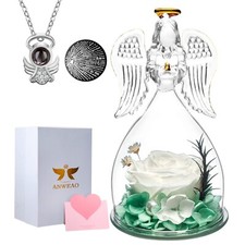 ANWEAO Mothers Day Flowers Gift for Mom,Glass Angel Figurines Preserved Real ...