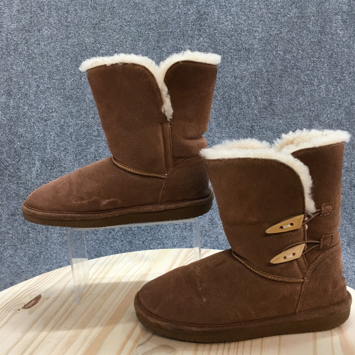 Bearpaw Boots Womens 8 Abigail Ankle Winter Shearling Flats 682W