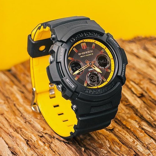 casio g-shock black & yellow multi-band 6 limited edition watch