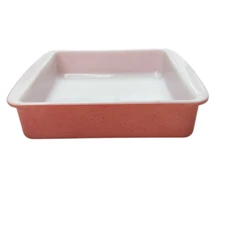 Vintage PYREX MILK GLASS Square Baking Dish Flamingo Red Gold Coral
