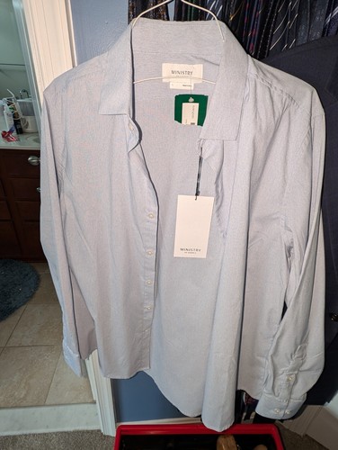 Ministry Of Supply MOS Performance Button Up Dress Shirt Mens XL Stripe Stretch - Picture 2 of 9