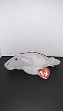  VINTAGE - PVC - TY Beanie Baby - Manny the Manatee - RARE - TAG ERROR - MWMT