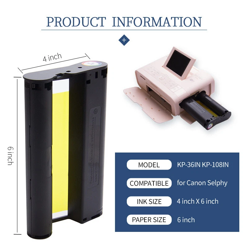 Conjunto de 10 cartuchos de tinta e papel fotográfico RP-108 KP-108IN para Canon Selphy CP1200 CP910 - Imagem 3 de 4