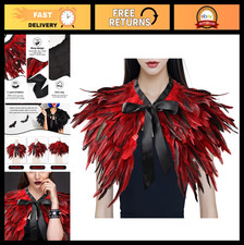 Gothic Feather Shawl Wrap Cape - Victorian Collar for Halloween Cosplay Costume