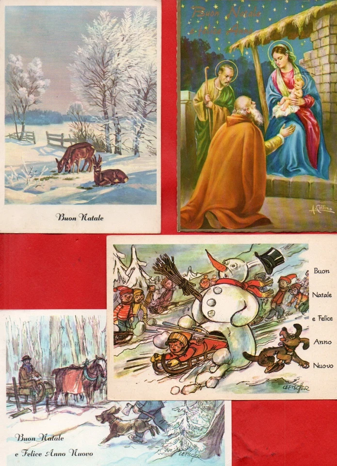 BUON NATALE - AUGURALE LOTTO 50 CARTOLINE FG VINTAGE - vedi foro e descrizione - Immagine 4 di 4