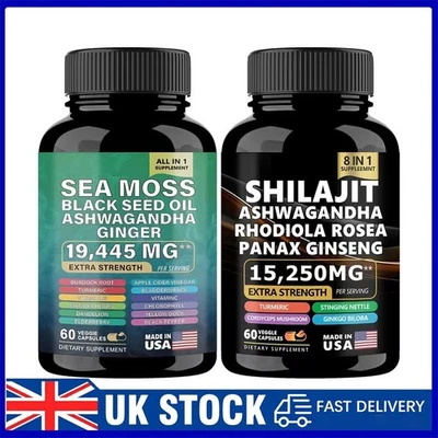 Dynamic Vitality Bundle , Sea Moss Multivitamin & Shilajit Power Combo - 60 Caps
