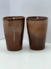 Pair of 2 Frankoma Pottery Plainsman Brown Satin 5" Tumblers Glasses 5L