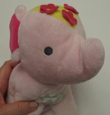 Disney Baby Pink Floral Elephant Rattle Lovey Plush Stuffed Toy Kids Preferred