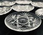 Vintage Anchor Hocking Prescut Glass Coasters Set  of 7  4.5”D Star Pattern