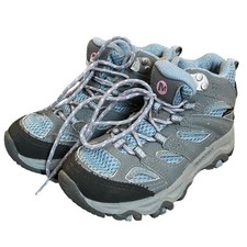 Merrell Moab kids  waterproof mid blue and grey lace up hiking boots size 11.5 M
