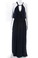 WATTERS Womens V Neck High Waist Fleurette Gown Navy Blue Size 10 11316112