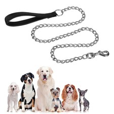 Heavy Duty Chain Dog Leash, Dog Leash with Handle  4ft x 3.5 Mm, Black 