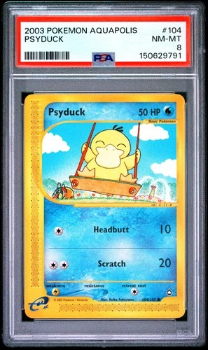 2003 POKEMON AQUAPOLIS #104 PSYDUCK PSA 8