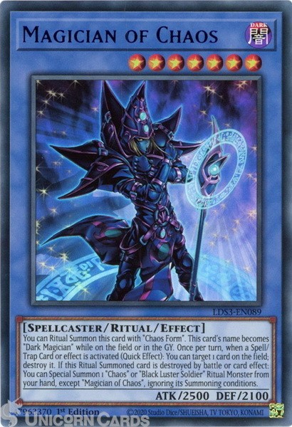 LDS3-EN089 Magician of Chaos :: Blue Ultra Rare 1st Edition Mint YuGiOh Card