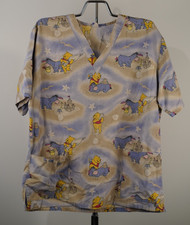 Disney Winnie The Pooh  Eeyore Women  s Scrub Top Beach Day Short Sleeve Sz MED
