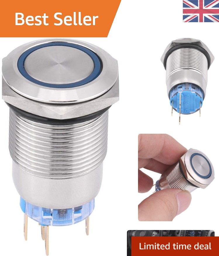 LED Waterproof 12V-24V Push Button Switch - Self-locking & Durable Design