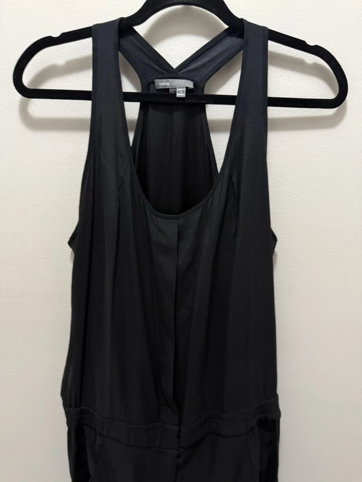 Mono para mujer Vince negro mezcla de seda talla L - espalda deportiva sin mangas jogger Foto 2 de 4