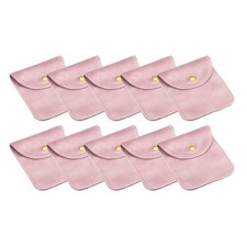10x10cm Jewelry Pouches with Snap Button, 10 Pcs Soft Storage, Pink