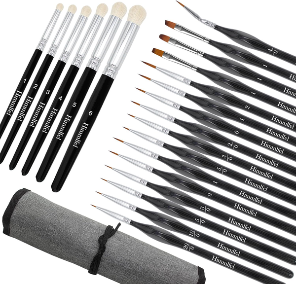 Drybrush Miniatur Pinselset,16 Feine Detail Pinsel Und 6 Dry Brushes, Modellbau-image