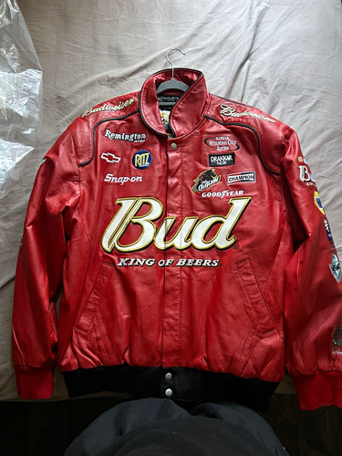 Jeff Hamilton Red Budweiser Dale Earnhardt Jr Racing NASCAR Leather Jacket XL