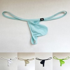 Men's Bulge Pouch T-Back Thong Briefs Low Waist Underwear Solid Color Style