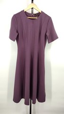 Quince Women Ultra-Stretch Ponte Short Sleeve Midi Dress Dark Orchid Purple M