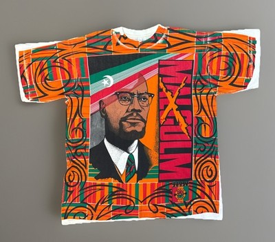 Vintage Malcolm X AOP t-shirt XL Kacy World Colors Black History Resist
