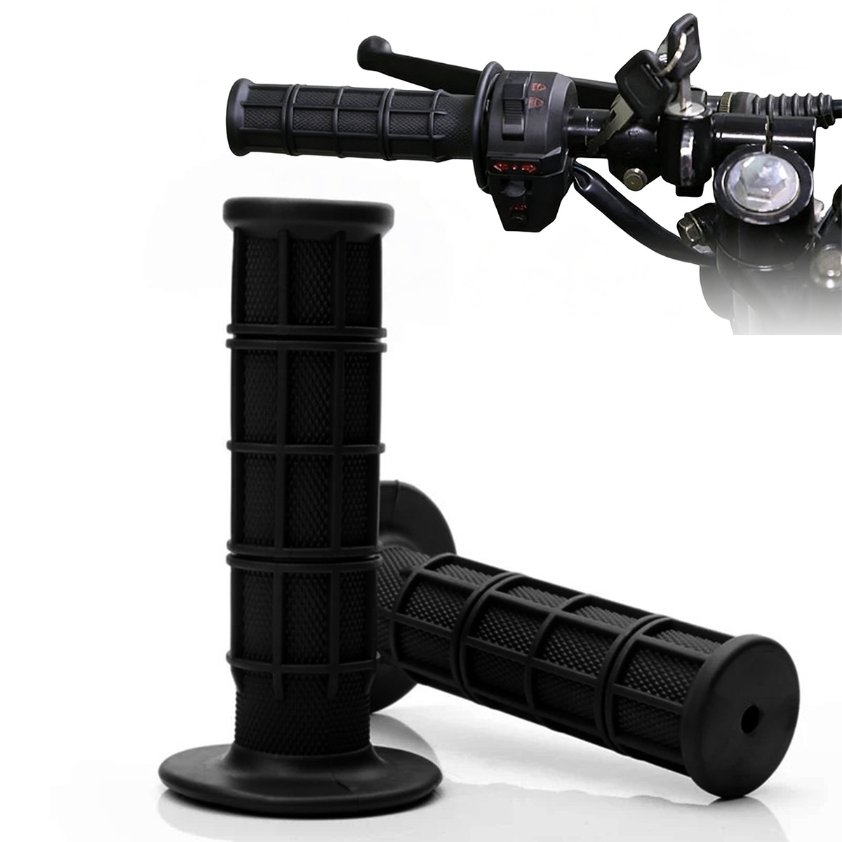 2PCS Universal Motorcycle Dirt Bike Pit Grips 7/8" 22mm Handlebar Hand Pro Grips