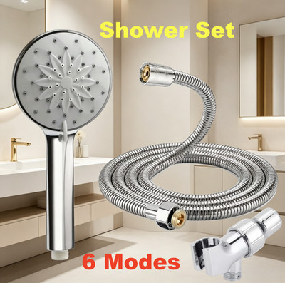 US Holder Arm Handheld Rainfall Combo 6 Spray Settings shower Head with 59'' hose