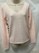 Lt pink Ballet pullover v neck fine gauge knit sweater ladies sizes Celine Z0959