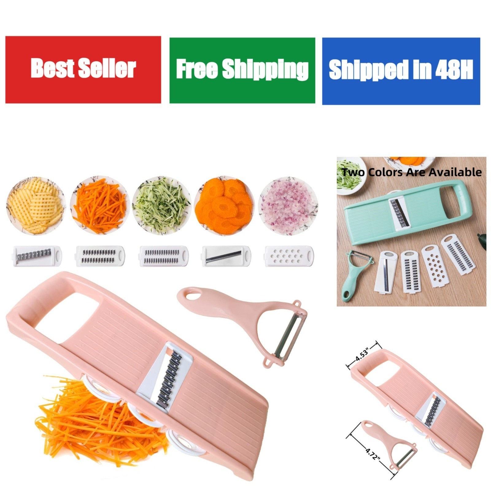 7-in-1 Mandoline Slicer for Kitchen - Vegetable & Cheese Cutter