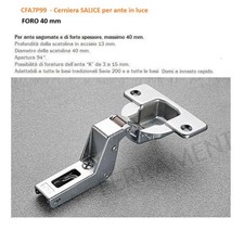 cerniera grande per mobile marca Salice CFA7P99 foro 40 mm collo x ante in luce