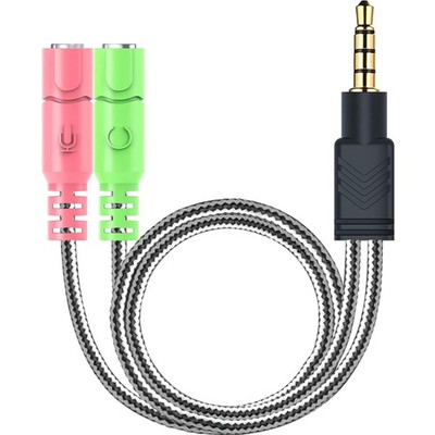 3.5mm Klinke Adapter Kabel Y Splitter Stereo Mikrofon PC Smartphone Xbox