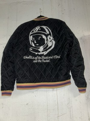 Billionaire Boys Club Quilted Bomber Jacket Embroidered Striped Rib XL Black