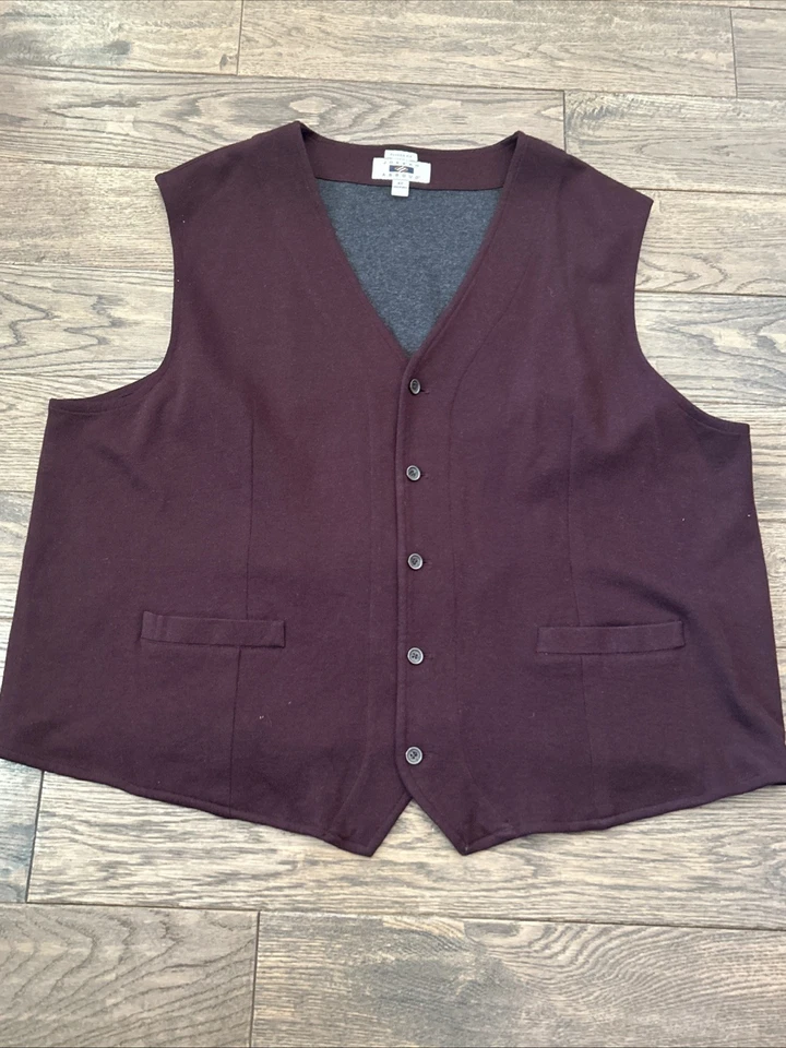 Joseph Abboud Burgundy Vest Size 4X , Cotton Blend - Image 2 of 4