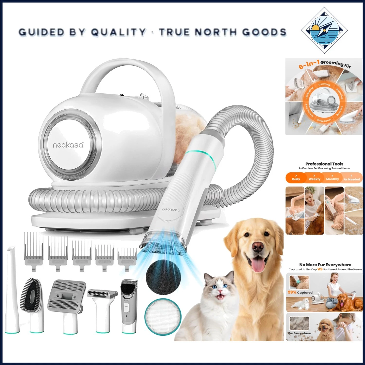 6-in-1 Pet Grooming Vacuum Kit with Clippers, Low Noise and High Suction Power
Opens in a new window