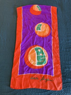 Vintage Adele Simpson Scarf, Silk, Orange, Purple, Green