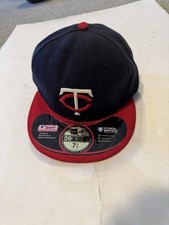 New Era MLB Minnesota Twins Cool Base On Field Fitted Cap Black Size 7 3/8 New